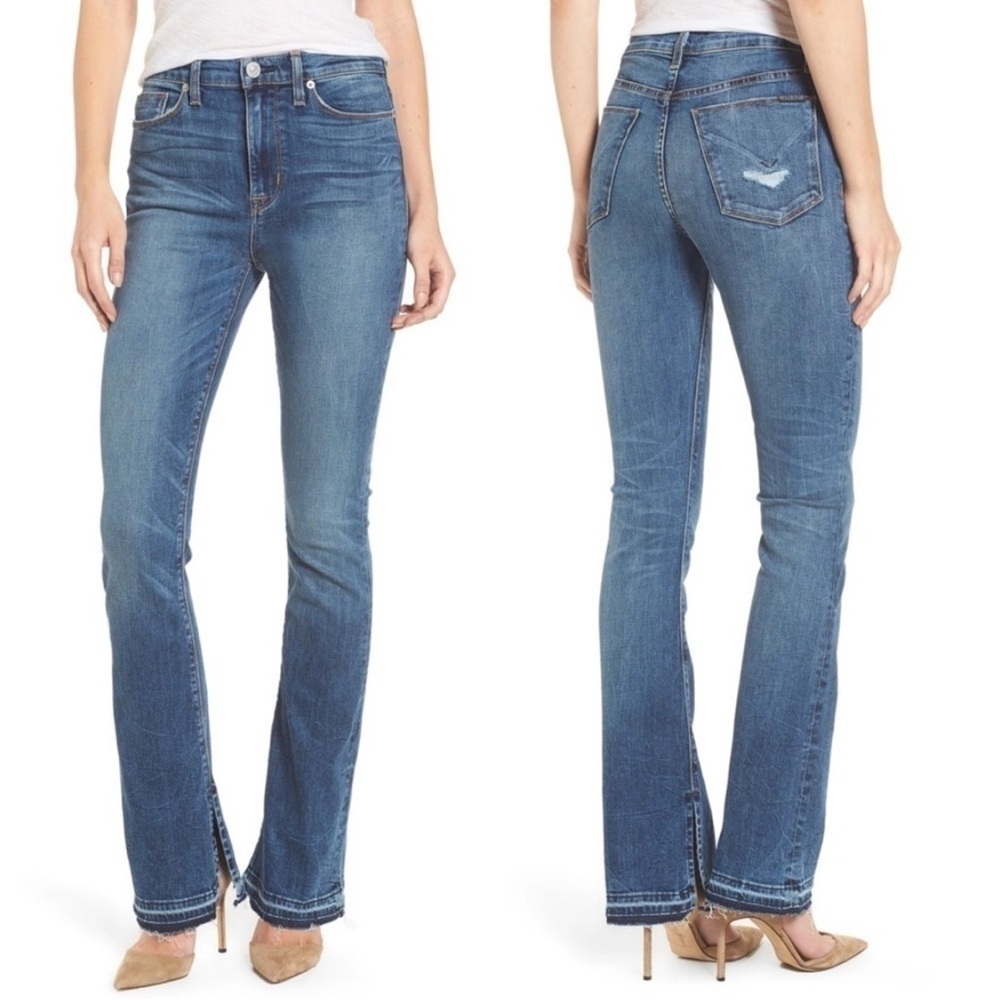 Hudson Heartbreaker High Rise Bootcut Split Ankle Raw Hem Blue Jeans 28” Waist